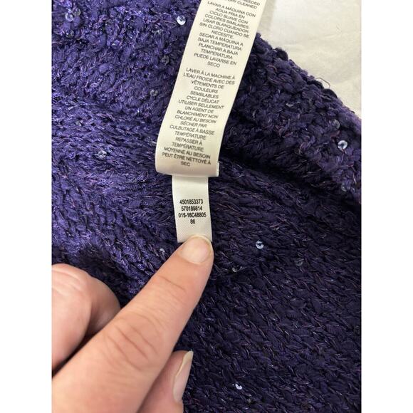 Chico's Women’s Size 0 Small Sequin Sweater Pullover Festive Glam Purple Whimsy - Picture 9 of 11